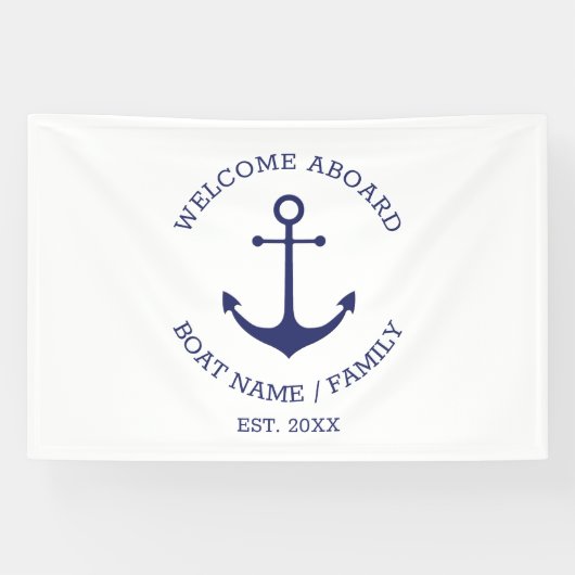 Schelanker Welkom Aboard Aangepaste bootnaam Spandoek (Horizontaal)