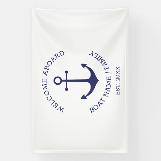 Schelanker Welkom Aboard Aangepaste bootnaam Spandoek (Verticaal)