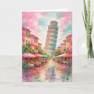 Schelende Toren van Pisa Wenskaart, Romantische Ka Kaart