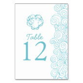 Schelp golven aqua strand Trouwtafel nummers Kaart (Achterkant)