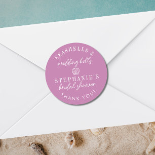 Schelp Huwelijksbellen Mauve Paarse Bruiloftsdouch Ronde Sticker