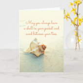 Schelp in je zakzand tussen tenen strand Kaart (Gele Bloem)