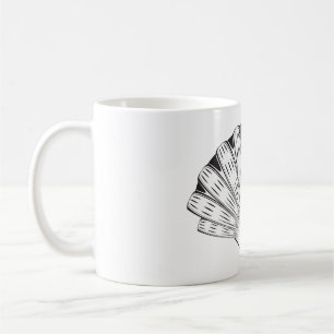 Schelp Minimaal Zwart en Wit Koffiemok