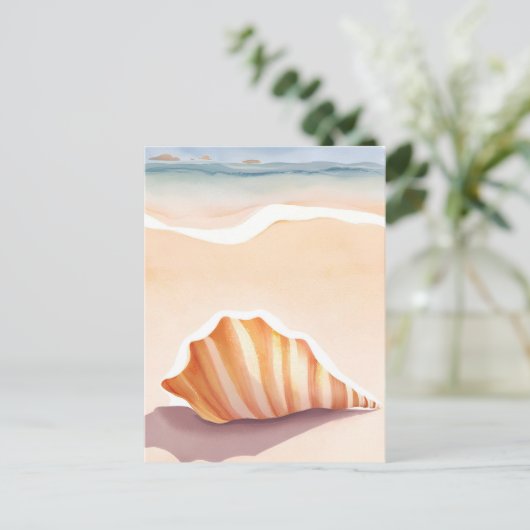 schelp | Ocean Seashell Coastal Beach Briefkaart (Staand voorkant)
