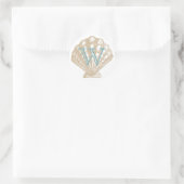 Schelp | Tan Scallop Zee Shell Monogram Ronde Sticker (Tas)