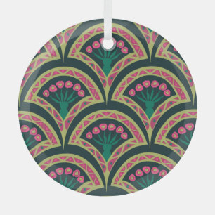 schelp-vormig groen patroon glas ornament