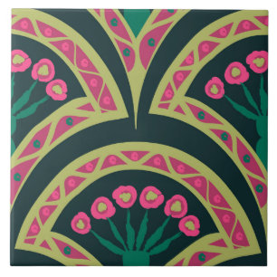 schelp-vormig groen patroon tegeltje