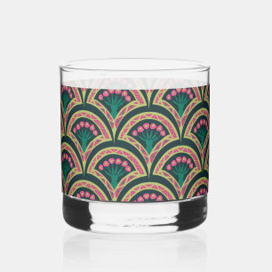 schelp-vormig groen patroon whisky glas
