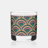 schelp-vormig groen patroon whisky glas (Achterkant)