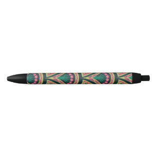 schelp-vormig groen patroon zwarte inkt pen