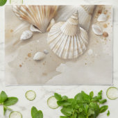 Schelp Waterverf Kust Theedoek (Gevouwen)
