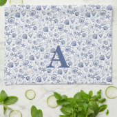 Schelp Zeester Nautisch Monogram Theedoek (Gevouwen)