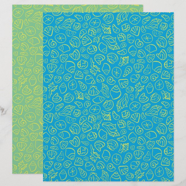 Schelpblauw scrapboekpapier (Voorkant / Achterkant)