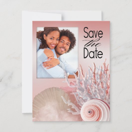 Schelpdroom Strand Bewaar de datum roze Save The Date (Voorkant)