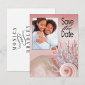 Schelpdroom Strand Bewaar de datum roze Save The Date (Voorkant / Achterkant)