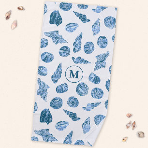 Schelpen Aquarel Nautilus Monogram Initiaal Strandlaken