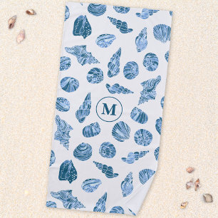 Schelpen Aquarel Nautilus Monogram Initiaal Strandlaken