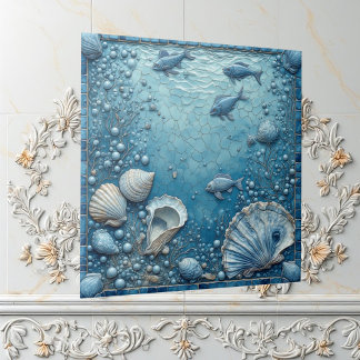 Schelpen Aquatische Vis Onderwater Bubbel Backspla Tegeltje