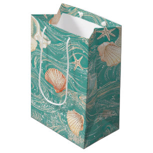 Schelpen en Oceaangolven Patroon (10) Medium Cadeauzakje