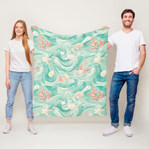 Schelpen en Oceaangolven Patroon (8) Fleece Deken