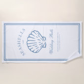 Schelpen en Trouwbellen Bachelorette Weekend Strandlaken (Voorkant)