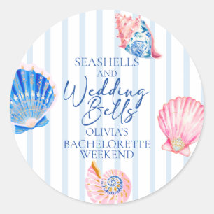 Schelpen en Trouwbellen Kust Bachelorette Ronde Sticker