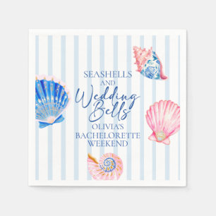 Schelpen en Trouwbellen Kust Bachelorette Servet