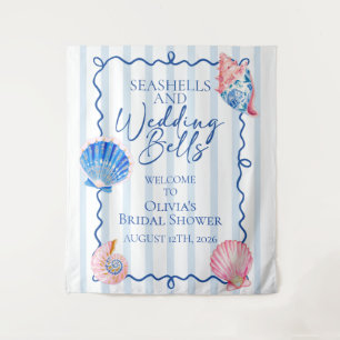 Schelpen en Trouwbellen Preppy Bruidsfeestje Wandkleed