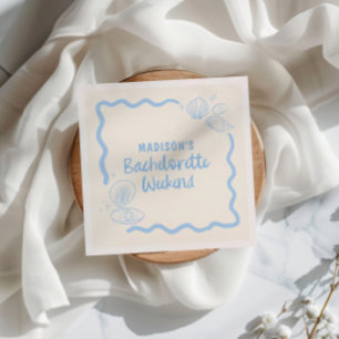 Schelpen en Trouwbellen Zachte Blauwe Handgetekend Servet