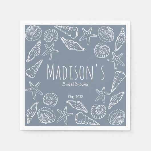 Schelpen en Zeesterren Kust Bruidsdiner Servet (Voorkant)