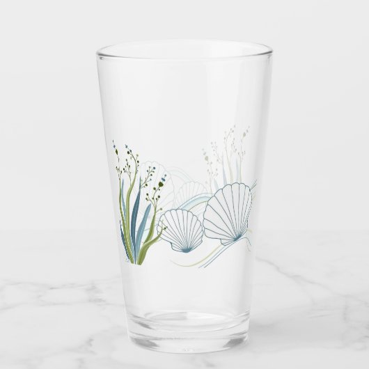 Schelpen en zeewier grens glas (Voorkant)