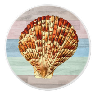 Schelpen Hout Zeevaart Strand Schelpen Blauw Perzi Keramische Knop