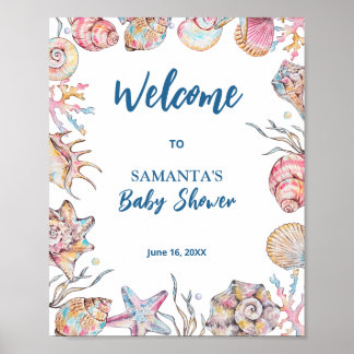 Schelpen Kust Baby Shower Welkom Poster