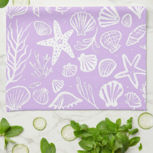 Schelpen Lavendel Patroon Strand Schelpen Chic Theedoek