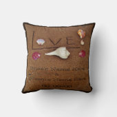 schelpen & Liefde op het strand aangepaste bruilof Kussen (Achterkant)