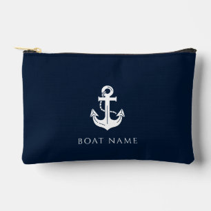 Schelpen Navy Blauwe Boot Naam Anker Etui