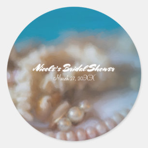 Schelpen & Parels Elegante Geschilderde Strand Fee Ronde Sticker