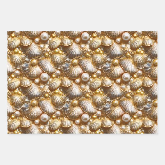 Schelpen parels gouden parel glans schelp inpakpapier vel (Voorkant 3)