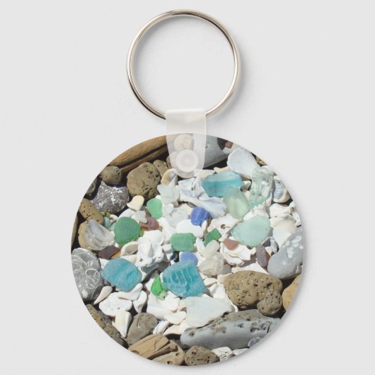 Schelpen Strand Oceaan Kustsleutelhanger Zee Glas Sleutelhanger (Voorkant)