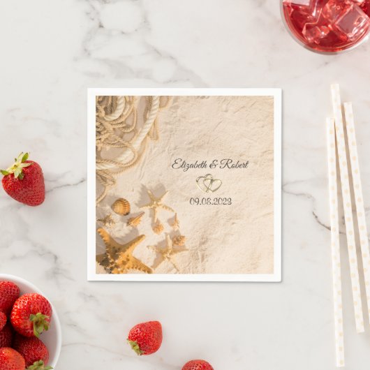 Schelpen Touw Zand Bruiloft Servet (Insitu)