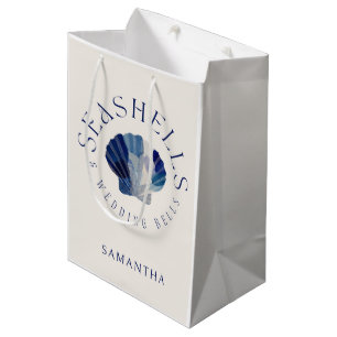 Schelpen Trouwbellen Blauwe Strandfeest Gast Medium Cadeauzakje
