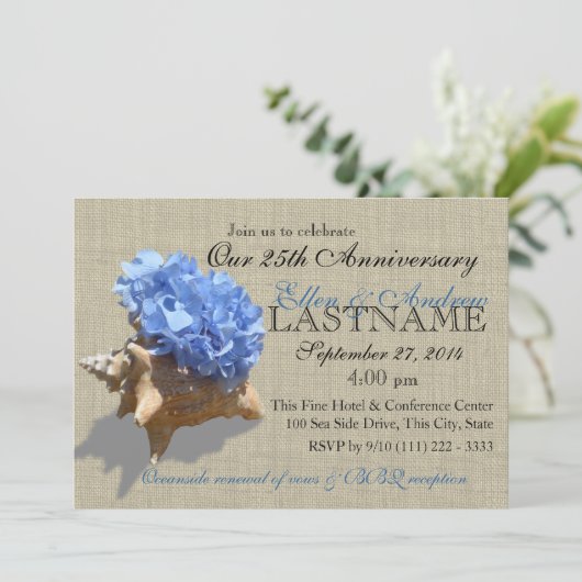 Schelpenboeket 25-jarig jubileum Strandfeest Kaart (Staand voorkant)