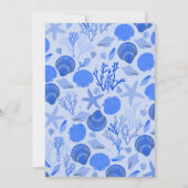 Schelpengordel Bruidsdouche Elegant Blauwe Strand Bedankkaart (Achterkant)