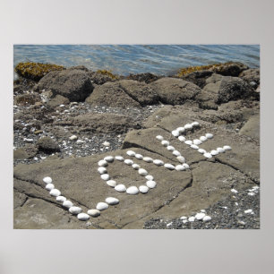 Schelpenkunst op het strand poster