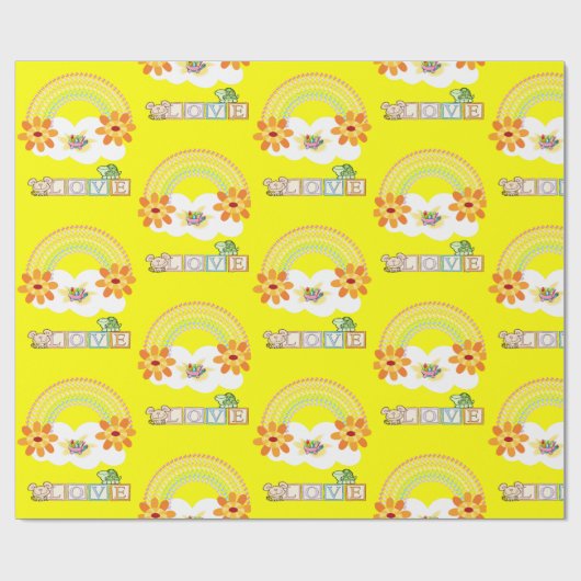 Schelpige-liefdesregenboogwolken - Floral-wrapppap Cadeaupapier (Vlak)