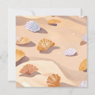 Schelpjes in het Zand Strand Oceaan Aquarel Kaart