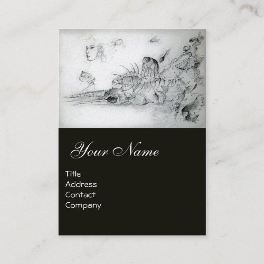 Schelpjes met jong meisje Zwart Witte Tekening Visitekaartje (Voorkant)