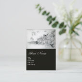 Schelpjes met jong meisje Zwart Witte Tekening Visitekaartje (Staand voorkant)