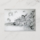 Schelpjes met jong meisje Zwart Witte Tekening Visitekaartje (Achterkant)