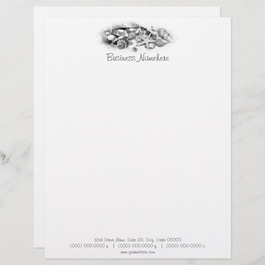 Schelpschelpen en zeeduivel persoonlijk briefhoofd (Voorkant / Achterkant)